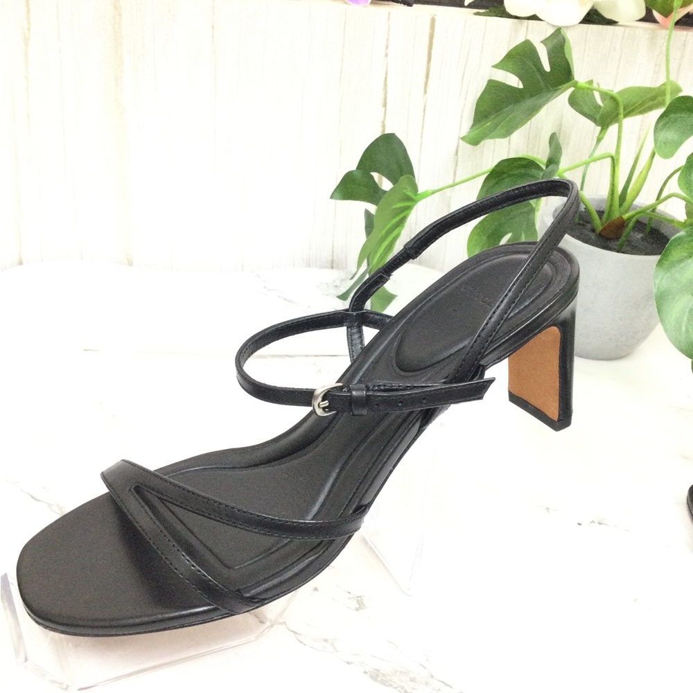 NWOT. Vince Marcela Black Strappy Mid-Heel Sandals - Women